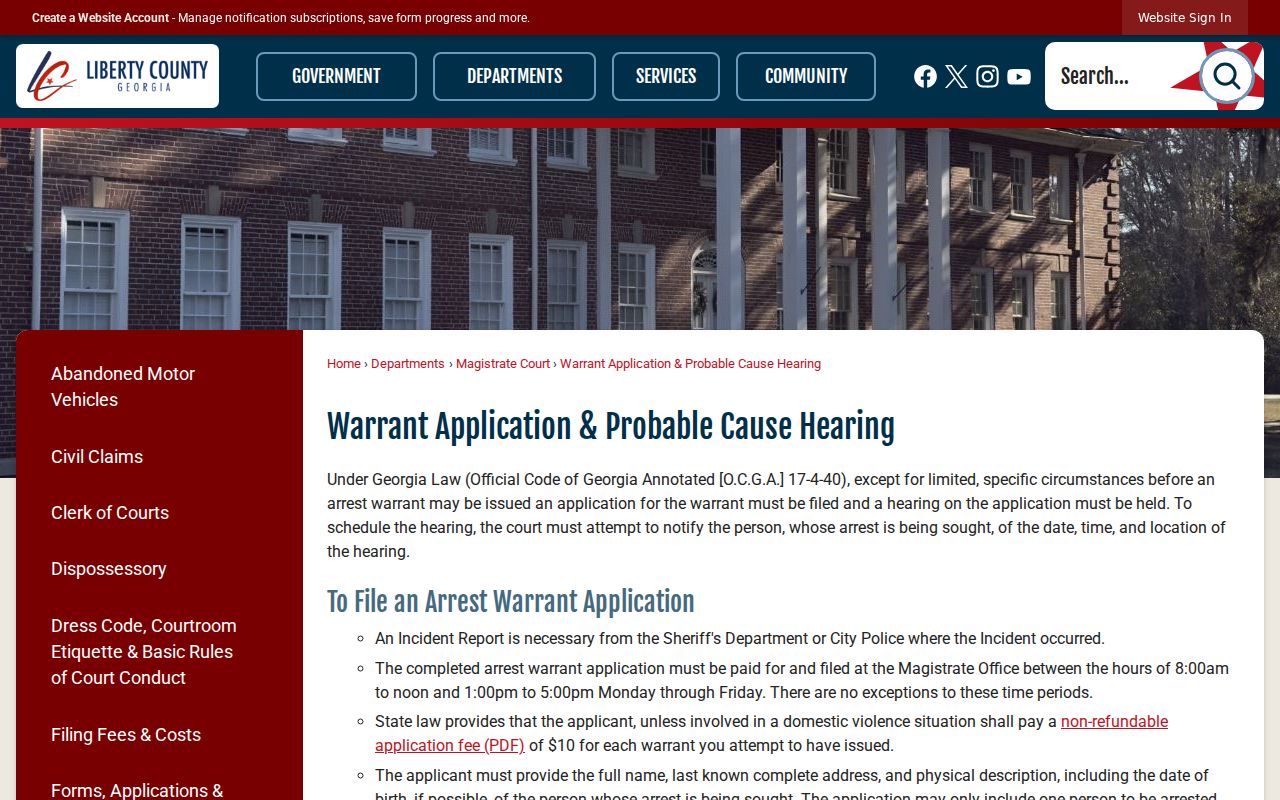 Liberty County warrant application process