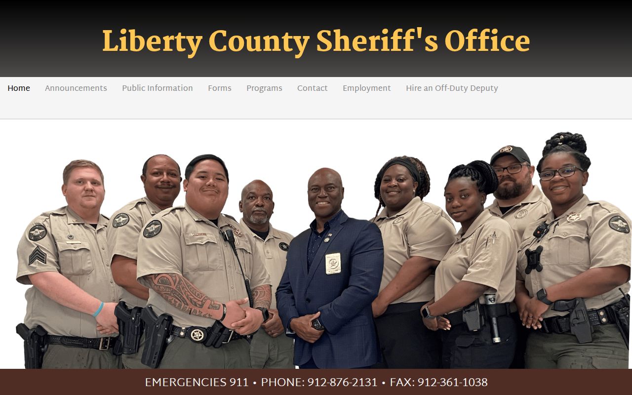 Liberty County Sheriff homepage without a public warrant roster
