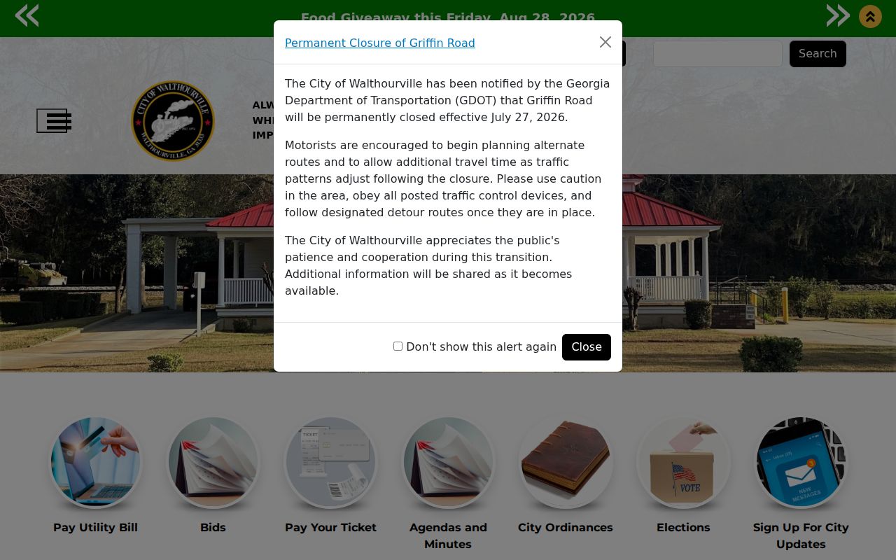 Official Walthourville city website and civic contact page