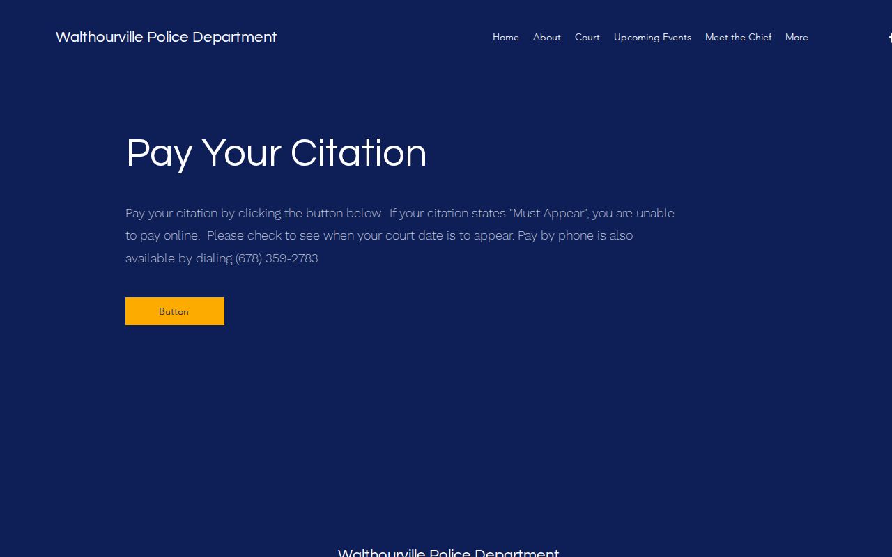 Official Walthourville citation payment page showing the Must Appear rule