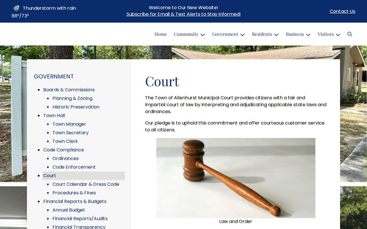 Official Allenhurst Municipal Court page used to route local warrant questions