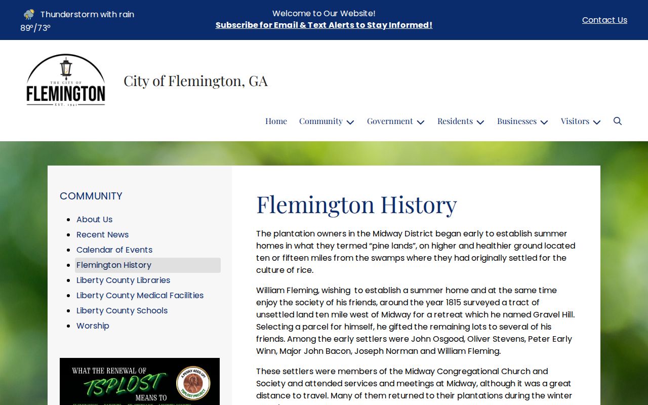 Flemington civic building shown on the official city history page